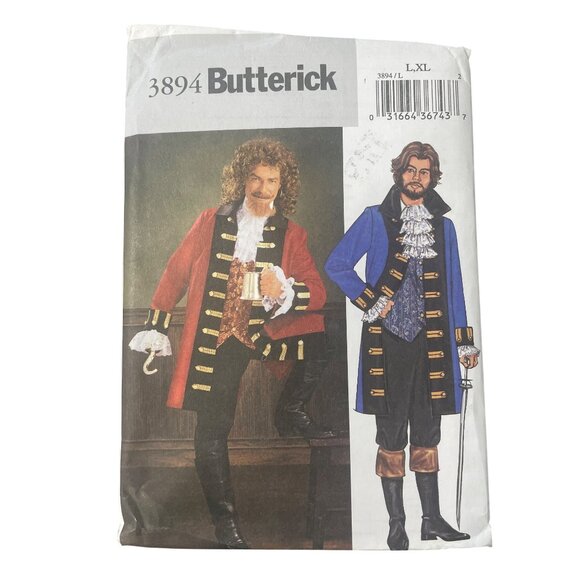 Butterick 3894 Mens Pirate Costume Sewing Pattern Size Large XL Steampunk UNCUT - Picture 1 of 7